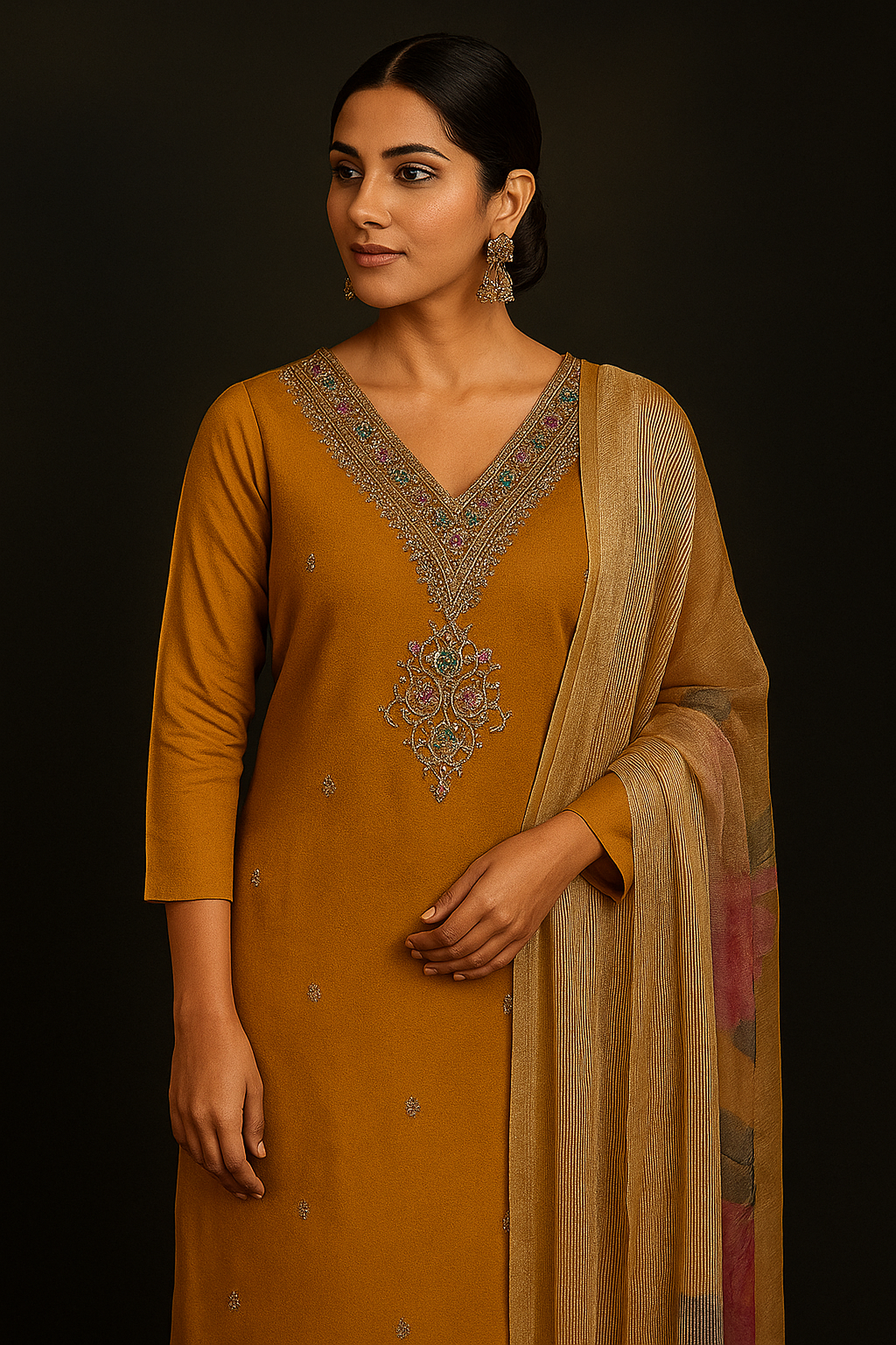 Mustard Yellow Kurti Set