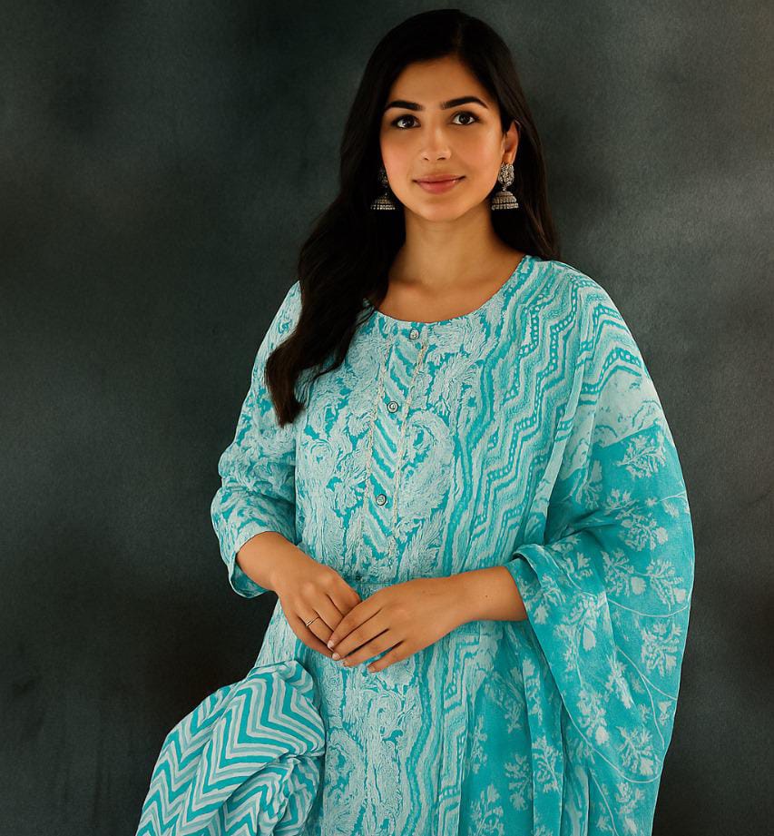 Turquoise 3-Piece Kurti